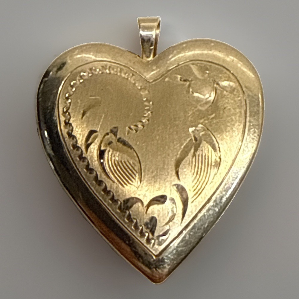 Vintage Princess Pride Creations 14K Gold Filled Puffy Heart Locket Floral PPC